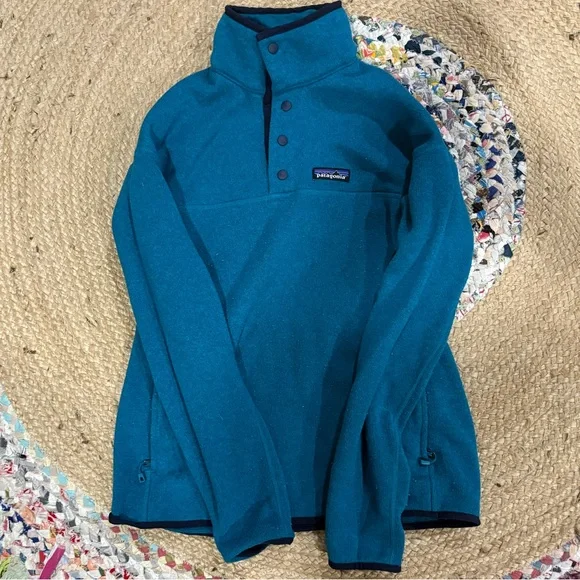 Patagonia Teal Fleece snap Pullover - Picture 1 of 3